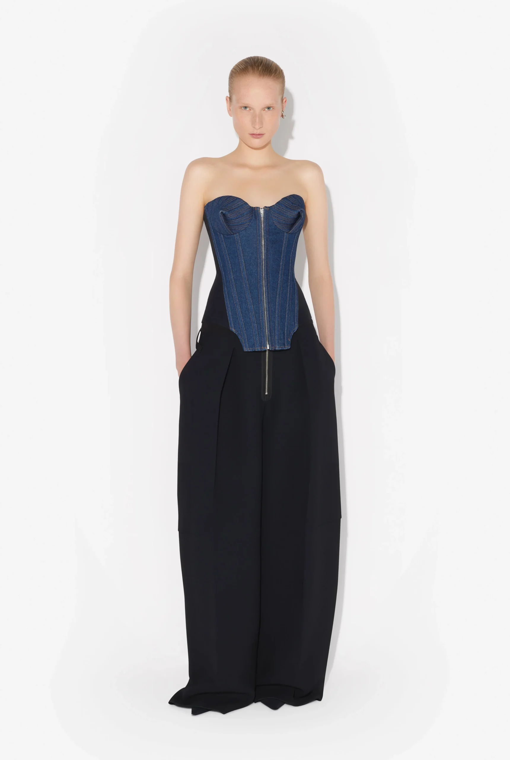 The Bi-Material Denim Corset