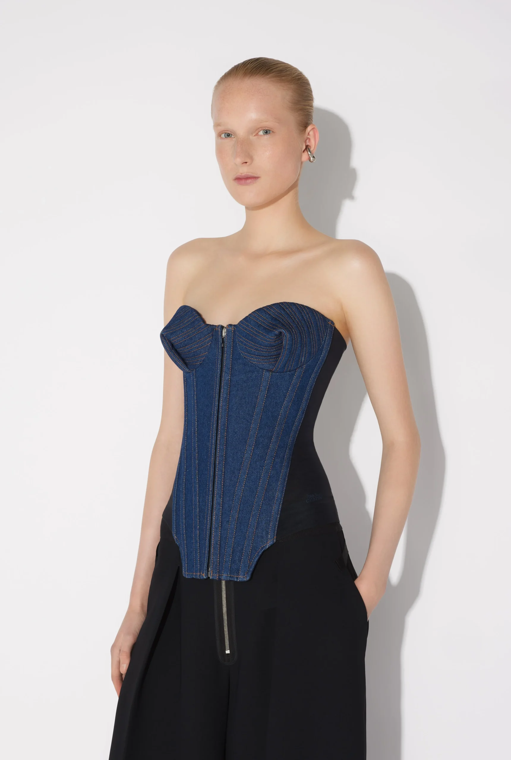 The Bi-Material Denim Corset