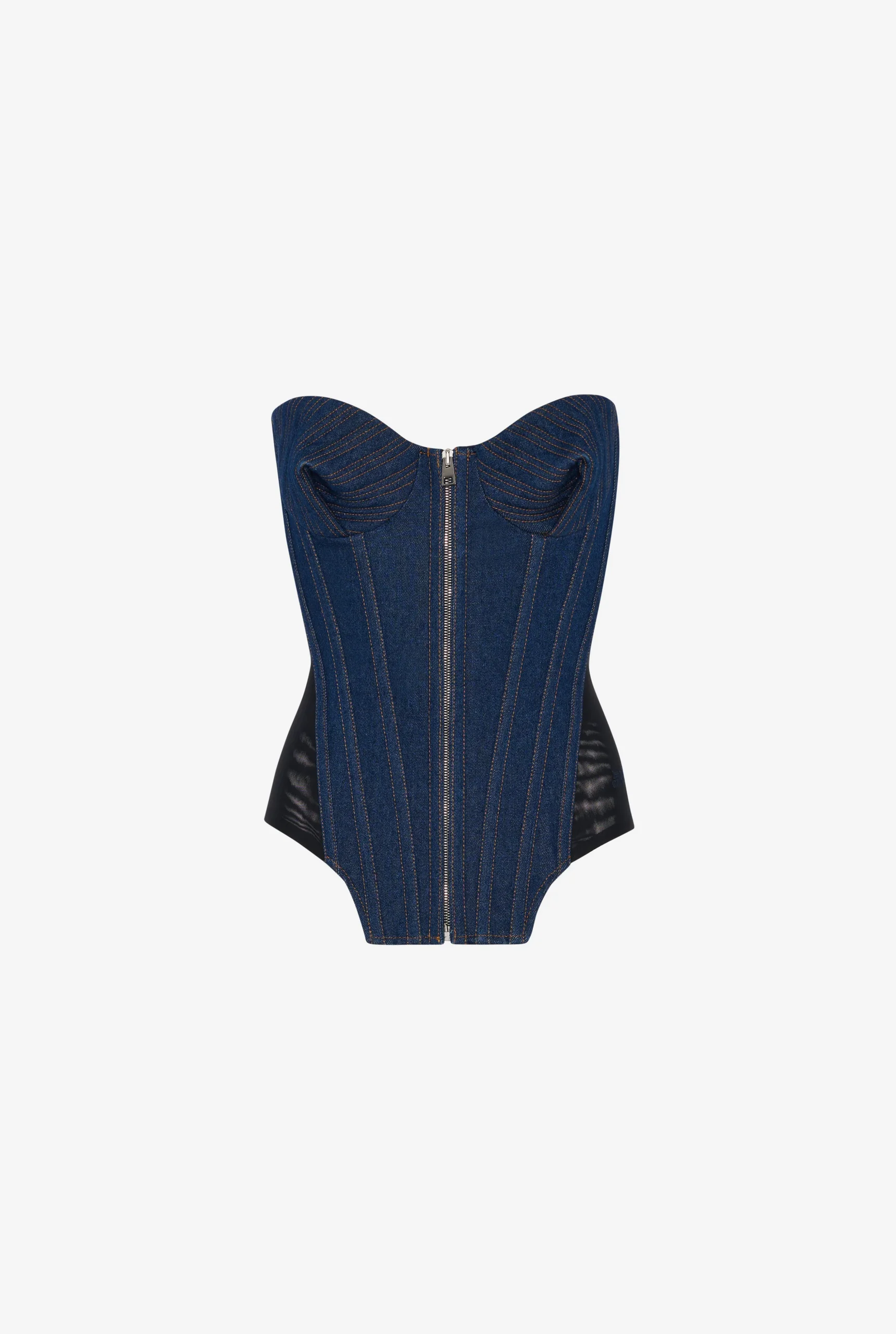 The Bi-Material Denim Corset