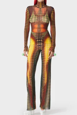The Brown dots print Mesh Top