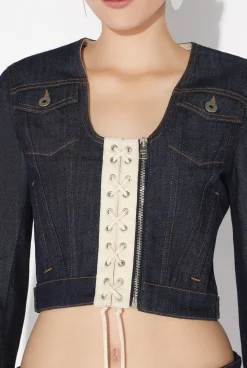 The Contrasting Lace-Up Denim Jacket