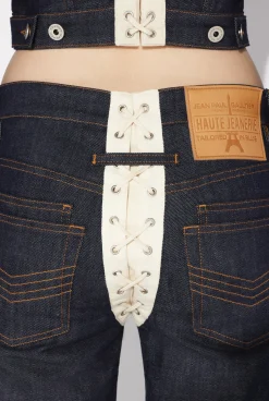 The Contrasting Lace-Up Denim Jeans