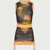 The Draped Beige “Fleurs Petit Grand” Dress