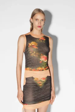 The Draped Beige “Fleurs Petit Grand” Dress