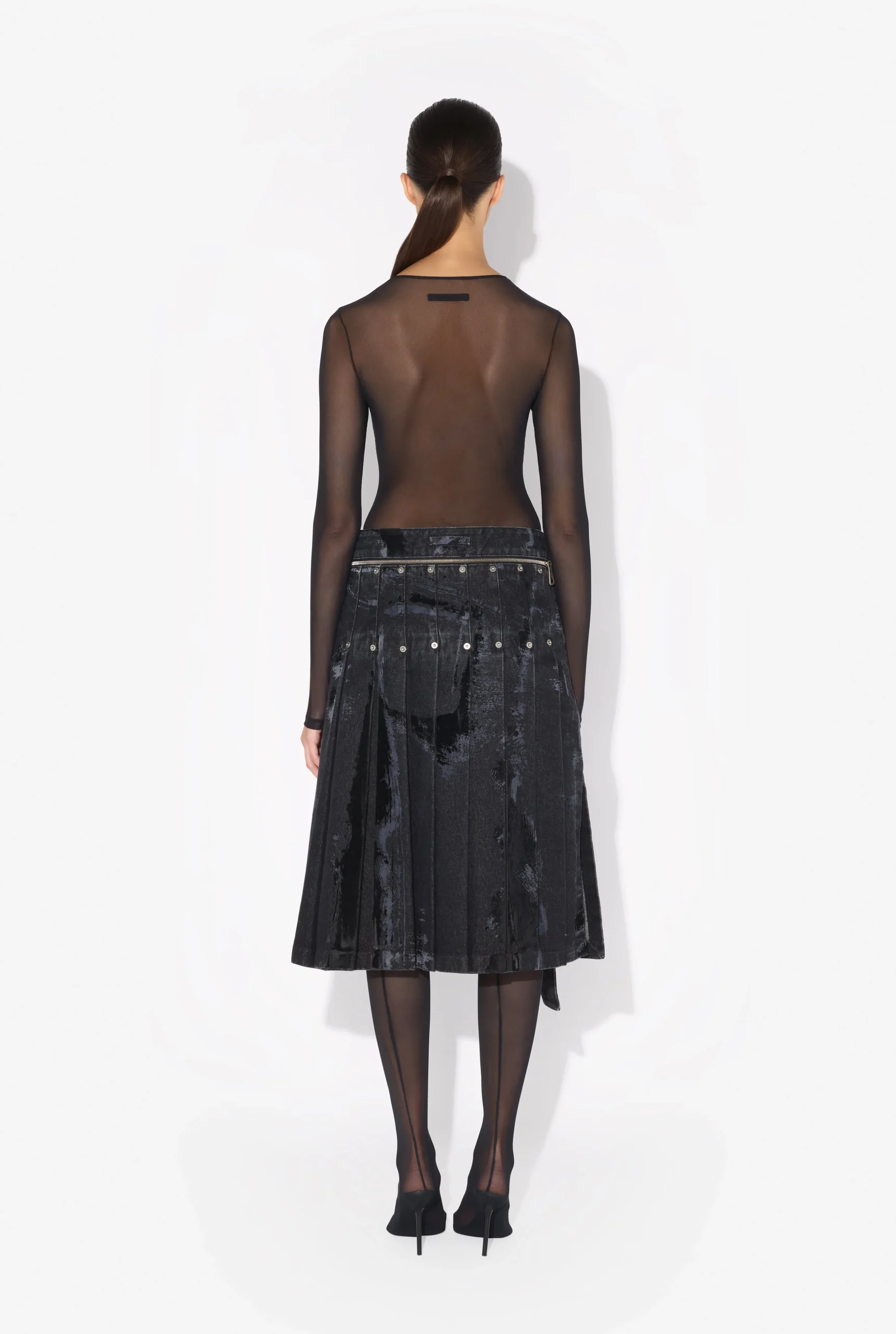 The Flocked Denim Kilt