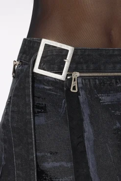 The Flocked Denim Kilt