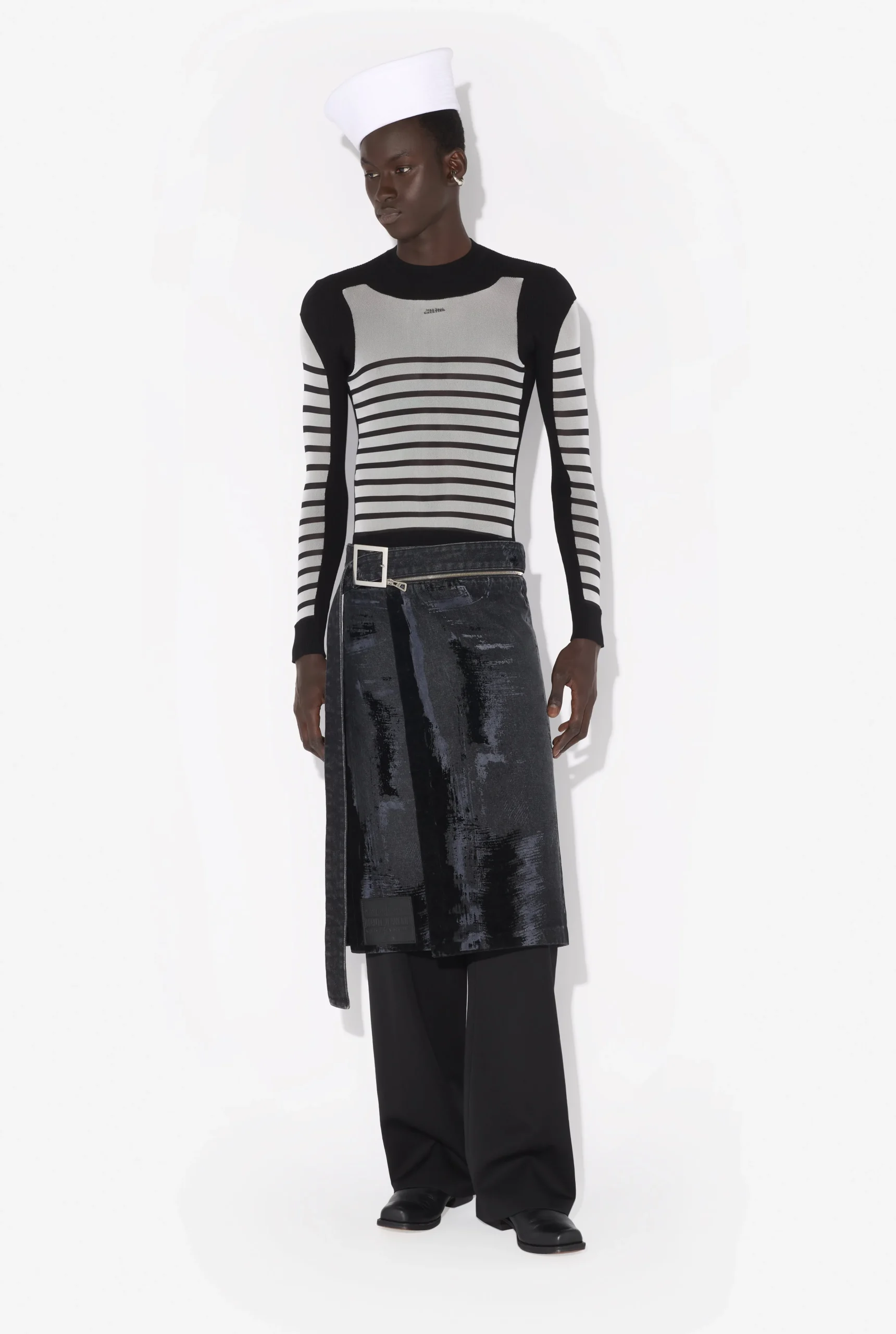 The Flocked Denim Kilt