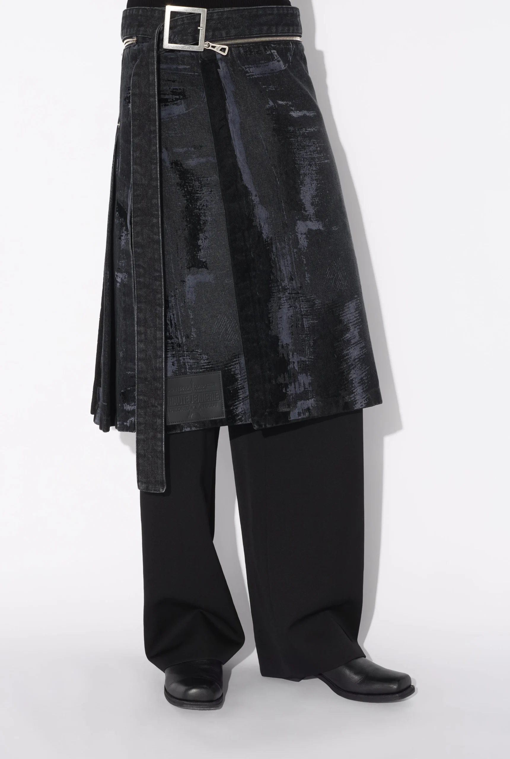 The Flocked Denim Kilt