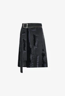 The Flocked Denim Kilt