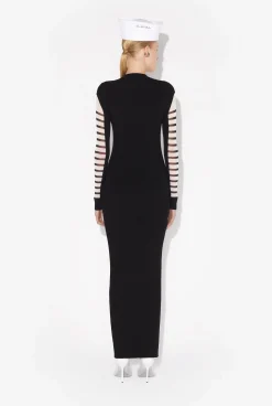 The Long Bi-Material Marinière Dress