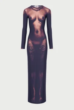 The Long Ebony Body Tattoo Dress