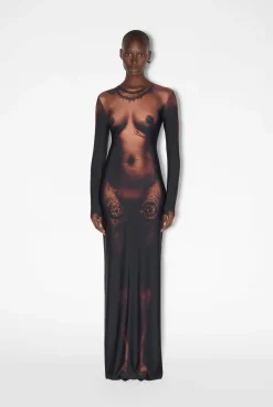 The Long Ebony Body Tattoo Dress