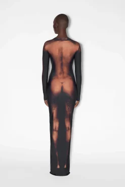 The Long Ebony Body Tattoo Dress