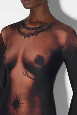 The Long Ebony Body Tattoo Dress