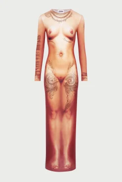 The Long Nude Body Tattoo Dress