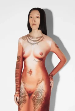 The Long Nude Body Tattoo Dress