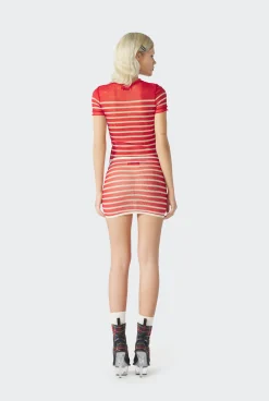 The Red “Crackling” Sailor Mini Skirt