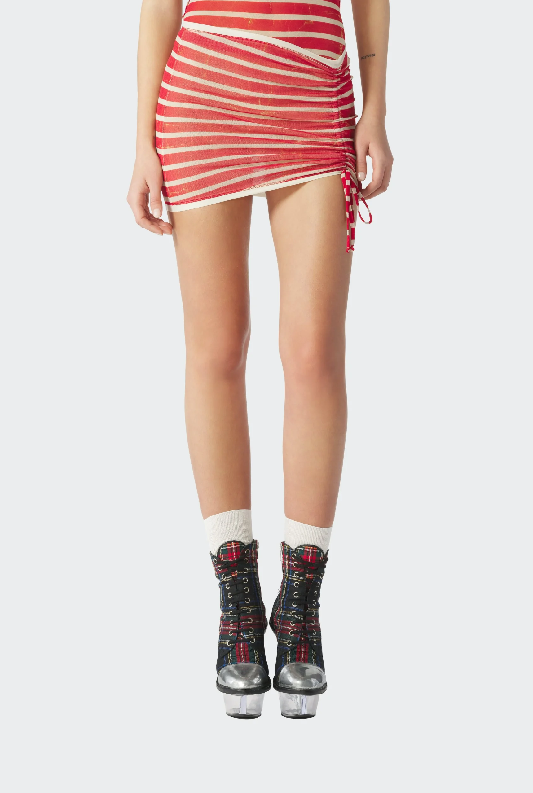 The Red “Crackling” Sailor Mini Skirt