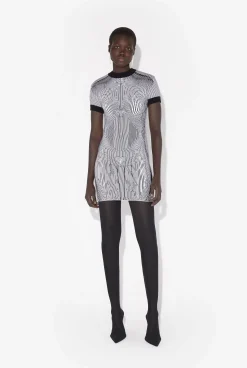 The Short Morphing Pinstripes Jacquard Dress