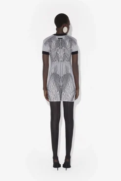 The Short Morphing Pinstripes Jacquard Dress
