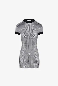 The Short Morphing Pinstripes Jacquard Dress